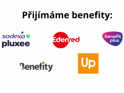 Přijímáme poukázky  Pluxee (Sodexo), Edenred, Benefit Plus, Benefity.cz a UP